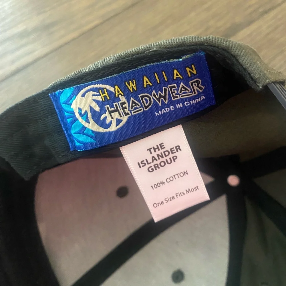 Hawaiian Men’s Tiki Hat Cap Snapback Dark Gray Blue Hang Loose Embroidered Aloha